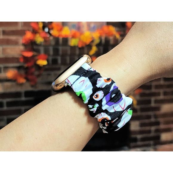 Spooky Eyeball Halloween Scrunchies for Apple Watch, Fitbit Sense Versa 3 2 Lite - Picture 1 of 5